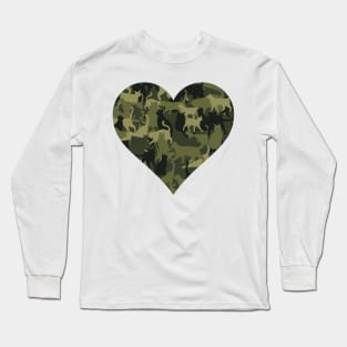 Cat Camouflage Cute design in a heart shape Long Sleeve T-Shirt